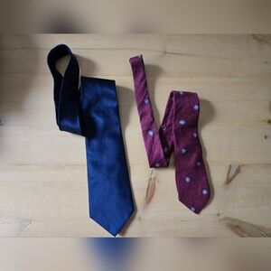 Vintage Silk Tie Lot of 2 – Protocol Navy & LeShman Burgundy